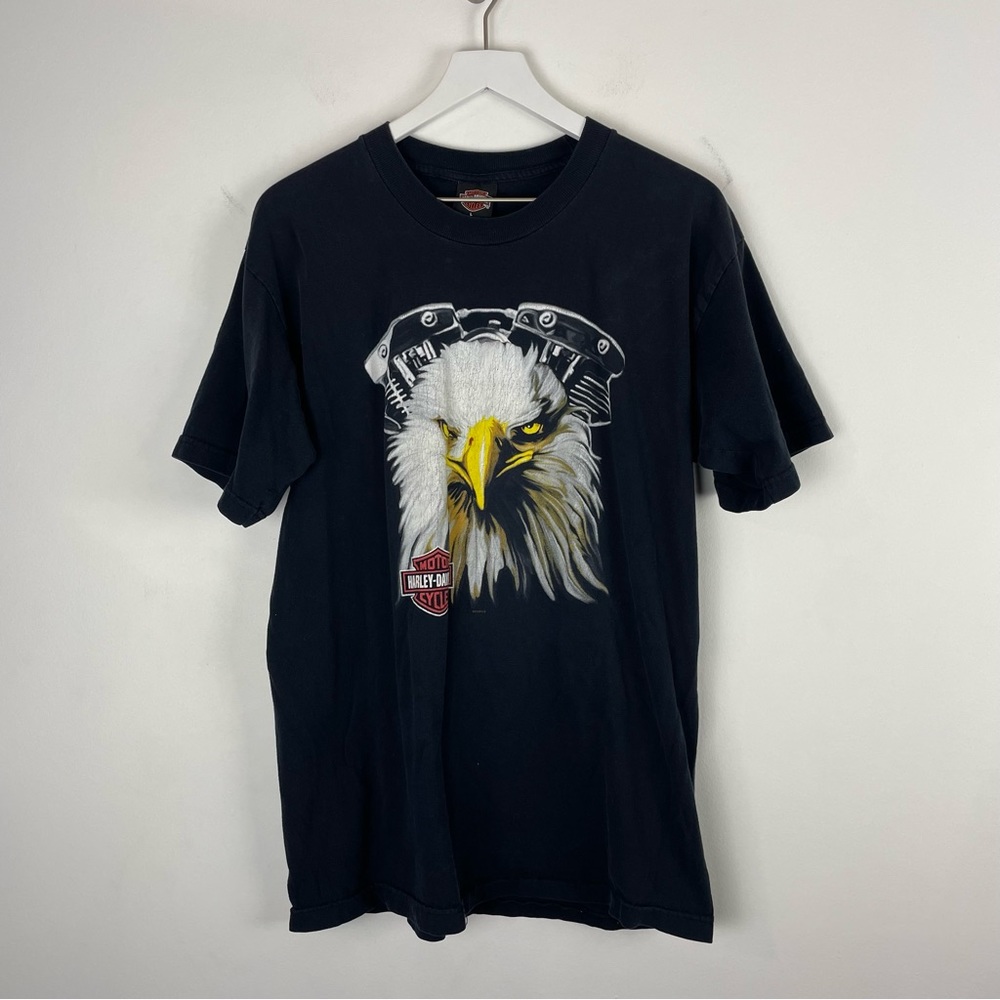 00'S Harley-Davidson Eagle Pattern Motorcycle Bike T-shirt Made in USA Men's M size /eaa523504